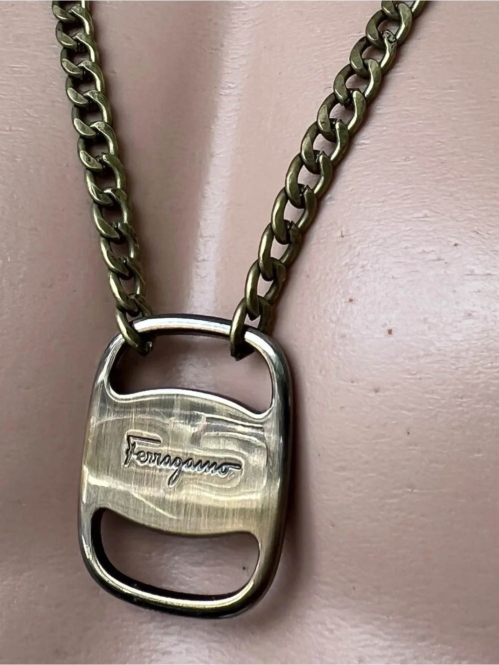 Unisex Ferragamo Hardware Necklace | Vintage Bronze 25” Men’s Chain